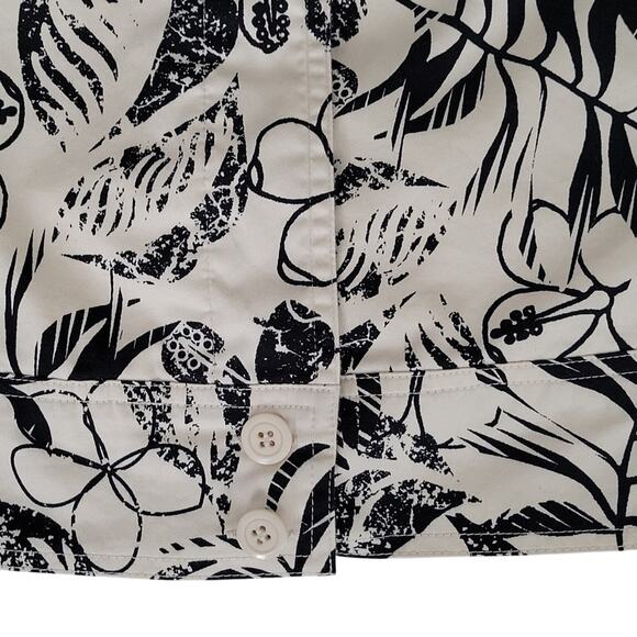 Coral Bay Cream Black Tropical Print Lightweight Spring/Summer Jacket Size L - Picture 3 of 11